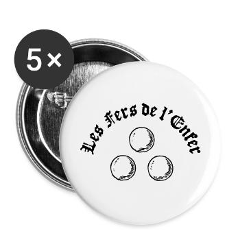 Les Fers de l'Enfer / The Irons of Hell - Pétanque - Buttons large 2.2''/56 mm (5-pack) - white - Front