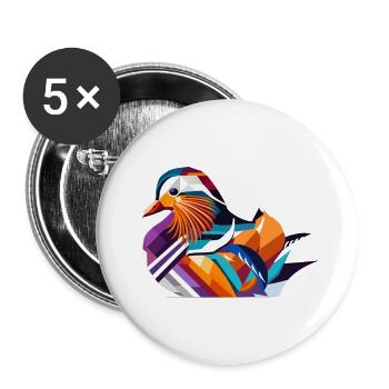 Colorful Mandarin Duck – A Touch of Exotic Elegance - Buttons large 2.2''/56 mm (5-pack) - white - Front