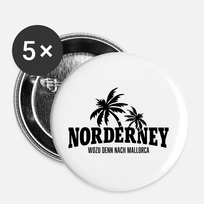 Norderney Why go to Mallorca - Buttons large 2.2''/56 mm (5-pack) - white