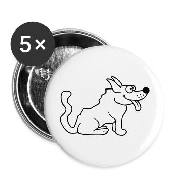 Dear dog sticks out his tongue happily - Buttons large 2.2''/56 mm (5-pack) - white - Front