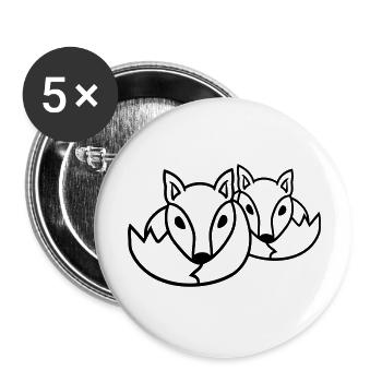 2 Amis Renards Roux Renard Deux Animaux Sauvages Équipe - Lot de 5 grands badges (56 mm) - blanc - Devant