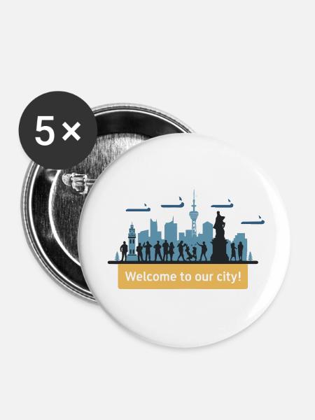 TOURIST - Buttons groß 56 mm (5er Pack) - Weiß