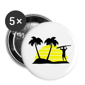 surfing - Buttons groß 56 mm (5er Pack) - Weiß - Vorne