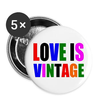 Love is vintage - Buttons groß 56 mm (5er Pack) - Weiß - Vorne