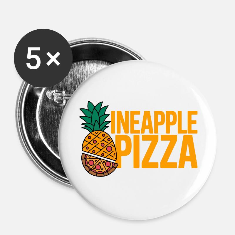 Pineapple Pizza - Buttons large 2.2''/56 mm (5-pack) - white