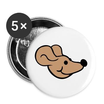 Maus Mäuschen Süße Kleine Ratte Nager Freundlich - Buttons groß 56 mm (5er Pack) - Weiß - Vorne