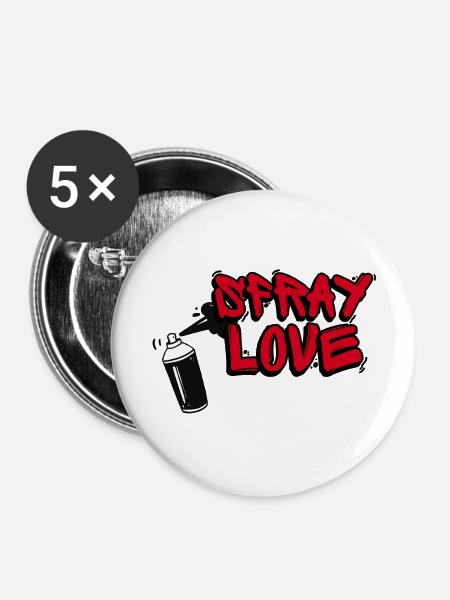 Spray Love - Buttons groß 56 mm (5er Pack) - Weiß