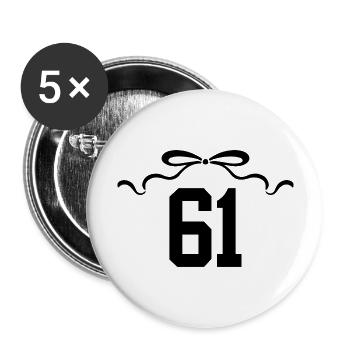 Number 61 Knot - 61st Anniversary - Buttons large 2.2''/56 mm (5-pack) - white - Front