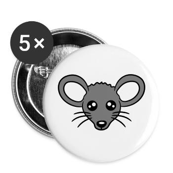 Maus Mäuschen Süße Kleine Ratte Nager Freundlich - Buttons groß 56 mm (5er Pack) - Weiß - Vorne