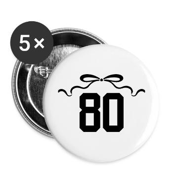 Numéro 80 noeud - 80e anniversaire - Lot de 5 grands badges (56 mm) - blanc - Devant