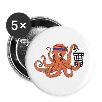 Oscar hasst Nazis - Buttons groß 56 mm (5er Pack) - Weiß - Vorne