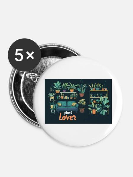 Plant lover - Buttons groß 56 mm (5er Pack) - Weiß