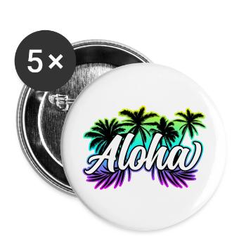 Aloha Holiday Hawaii Gift - Buttons large 2.2''/56 mm (5-pack) - white - Front