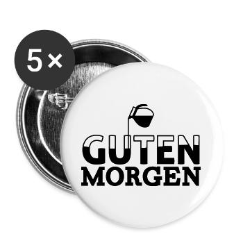 Guten Morgen Kaffee - Buttons groß 56 mm (5er Pack) - Weiß - Vorne