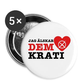 Jag Älskar Demokrati - Buttons groß 56 mm (5er Pack) - Weiß - Vorne