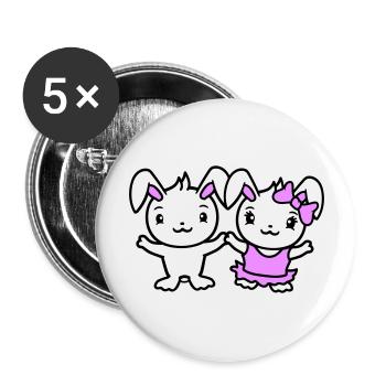 2 Bunnies Two Girlfriend Love Couple In Love Cute - Buttons large 2.2''/56 mm (5-pack) - white - Front