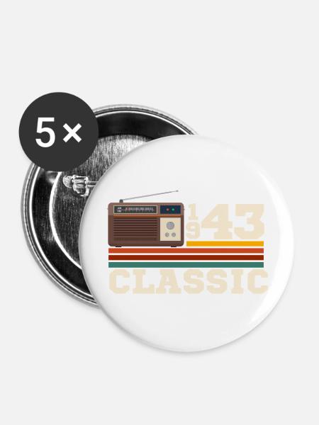 Jubiläum 1943 Retro-Klassiker - Buttons groß 56 mm (5er Pack) - Weiß