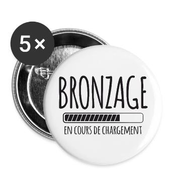 Tan Loading, Summer, Vacation, French - Buttons large 2.2''/56 mm (5-pack) - white - Front