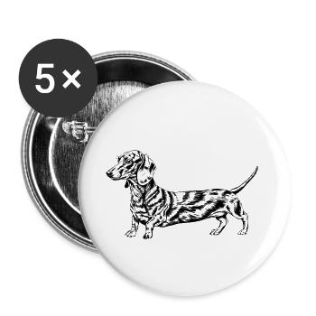 dachshund - Buttons groß 56 mm (5er Pack) - Weiß - Vorne