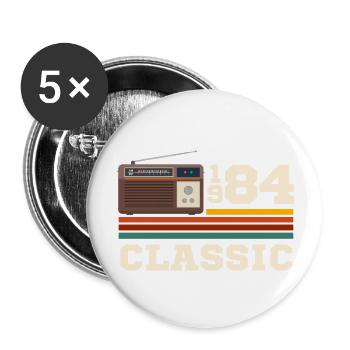 Anniversaire 1984 retro classic - Lot de 5 grands badges (56 mm) - blanc - Devant