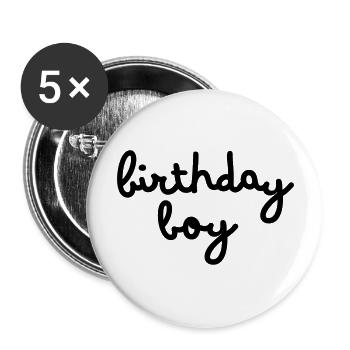 Birthday Boy - Buttons groß 56 mm (5er Pack) - Weiß - Vorne