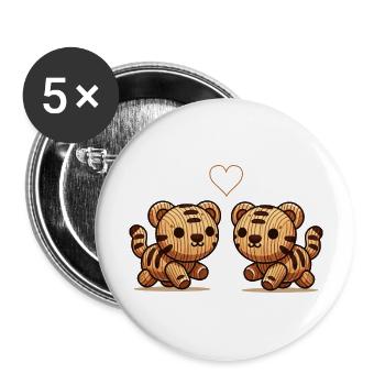 holz tiger paar love - Buttons groß 56 mm (5er Pack) - Weiß - Vorne