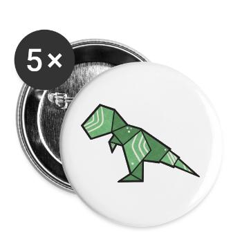 T-Rex Dino Origami Style - Buttons large 2.2''/56 mm (5-pack) - white - Front
