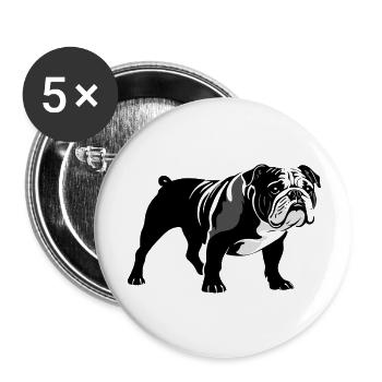 Bouledogue - Autocollant pour animaux de compagnie - Lot de 5 grands badges (56 mm) - blanc - Devant