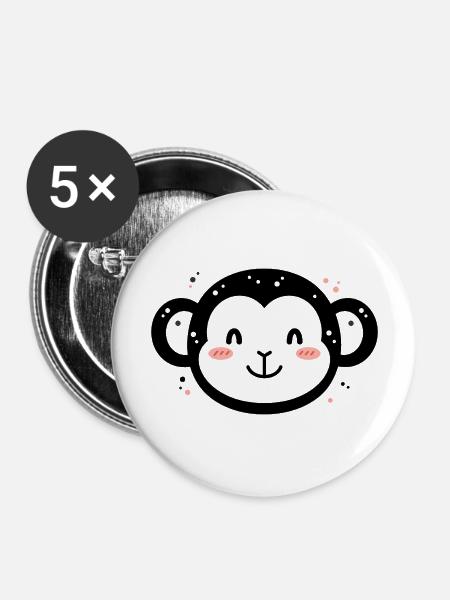 Gorilla - Buttons groß 56 mm (5er Pack) - Weiß