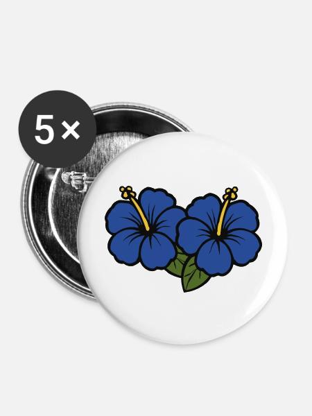 hibiskus flowers 2 - Buttons groß 56 mm (5er Pack) - Weiß