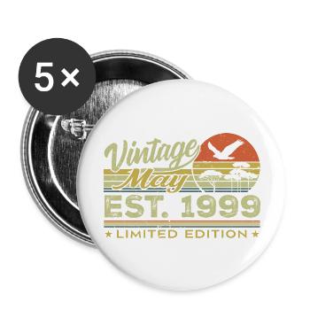 Geburtstag Mai 1999, geboren im Mai 1999 - Mai 1999 - Buttons groß 56 mm (5er Pack) - Weiß - Vorne