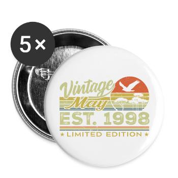 Geburtstag Mai 1998, geboren im Mai 1998 - Mai 1998 - Buttons groß 56 mm (5er Pack) - Weiß - Vorne