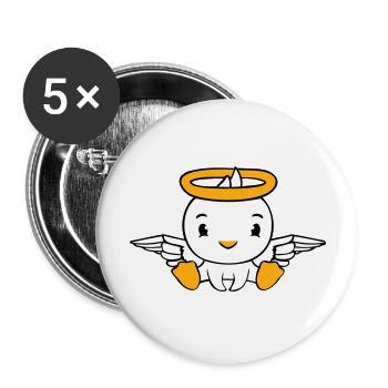 Bird Duck Angel Sky Halo Holy Sweet - Buttons large 2.2''/56 mm (5-pack) - white - Front