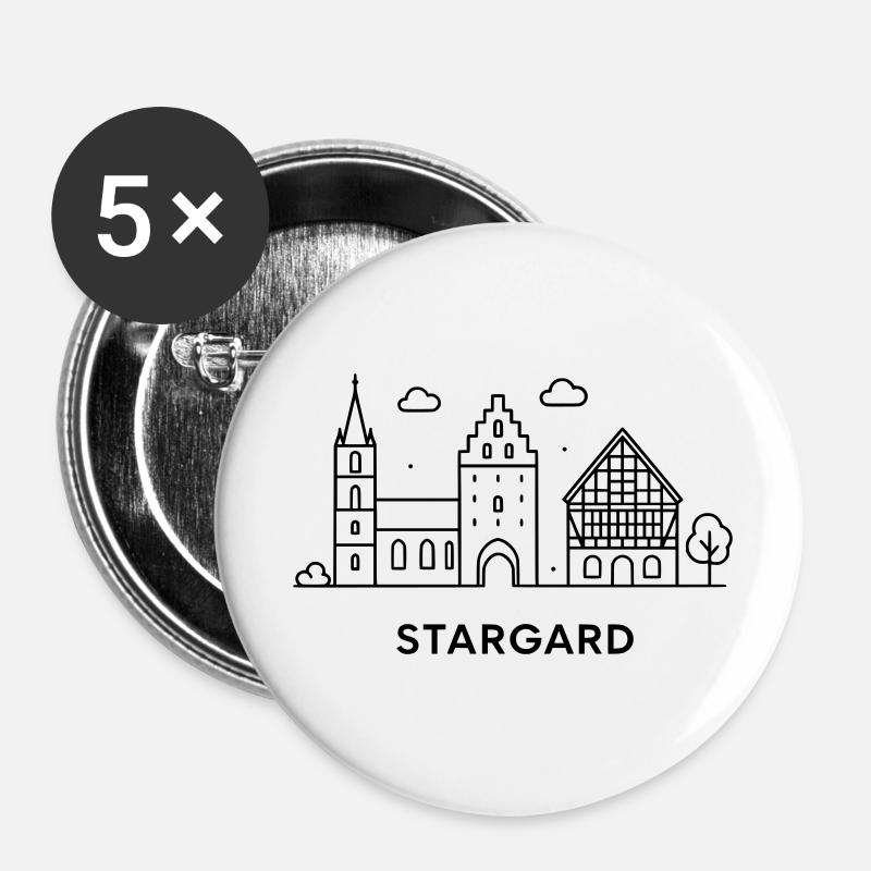 Die Stadt Stargard - Buttons groß 56 mm (5er Pack) - Weiß