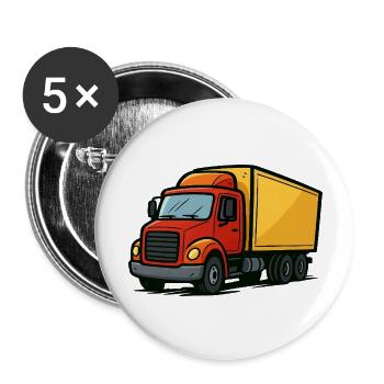 lastwagen comic - Buttons groß 56 mm (5er Pack) - Weiß - Vorne
