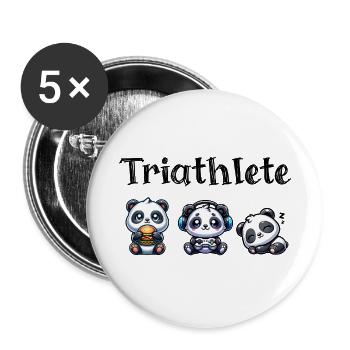 Triathlete Panda - Buttons groß 56 mm (5er Pack) - Weiß - Vorne