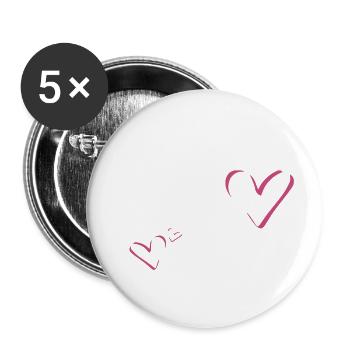 Cadre à paillettes coeurs - Lot de 5 grands badges (56 mm) - blanc - Devant