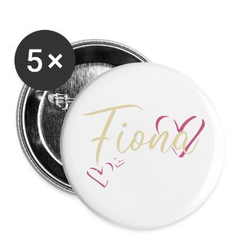 Fiona Nom Prénom Calligraphie coeur - Lot de 5 grands badges (56 mm) - blanc - Devant