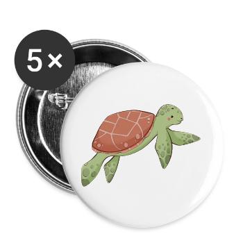 Tortue - Lot de 5 grands badges (56 mm) - blanc - Devant