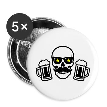 Bier Skelett Party - Buttons groß 56 mm (5er Pack) - Weiß - Vorne