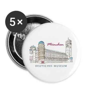 München Deutsches Museum Handzeichnung - Buttons groß 56 mm (5er Pack) - Weiß - Vorne