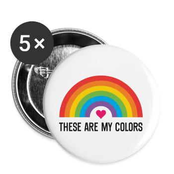 LGBTQ Pride Month - Das sind meine Farben - Buttons groß 56 mm (5er Pack) - Weiß - Vorne