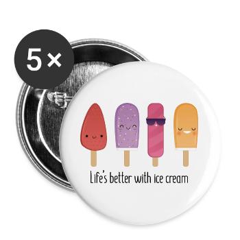 Lifes better with cream - Buttons groß 56 mm (5er Pack) - Weiß - Vorne