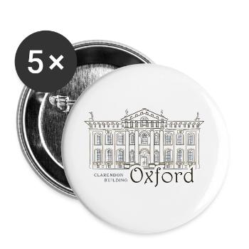 Oxford, Handzeichnung Clarendon-Gebäude, England - Buttons groß 56 mm (5er Pack) - Weiß - Vorne