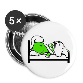 Turtle sleeps tired bed sleepy head dreaming - Buttons large 2.2''/56 mm (5-pack) - white - Front