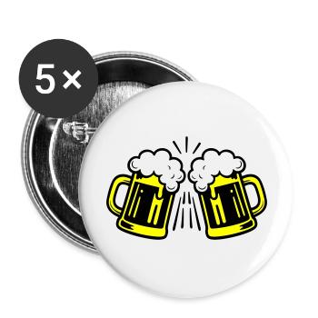 Beer Symbol Beer Glass - Buttons large 2.2''/56 mm (5-pack) - white - Front