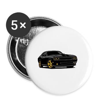 Muscle de nuit avec jantes jaunes - Lot de 5 grands badges (56 mm) - blanc - Devant