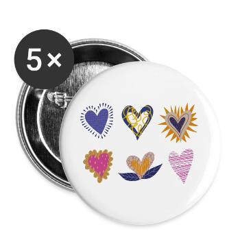 Herzen für alle - Buttons groß 56 mm (5er Pack) - Weiß - Vorne