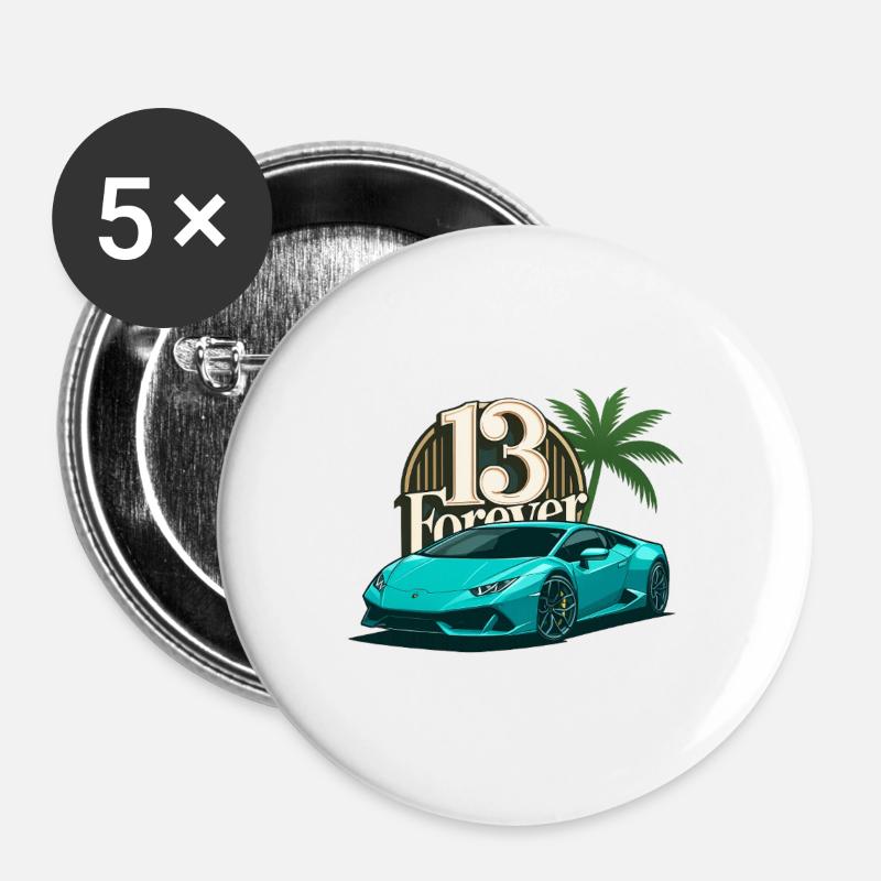 13frv auto - Buttons groß 56 mm (5er Pack) - Weiß