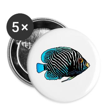 Poissons exotiques - Lot de 5 grands badges (56 mm) - blanc - Devant